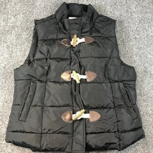 Arizona Jean Co.‎ Puffer Vest Womens M Black Toggle Front Quilted Warm Winter